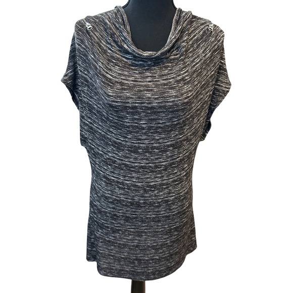 Wet Seal Sweaters - Y2K Wet Seal Womens Black White Marled Cowl Neck Dolman Sleeve Top No size VTG
